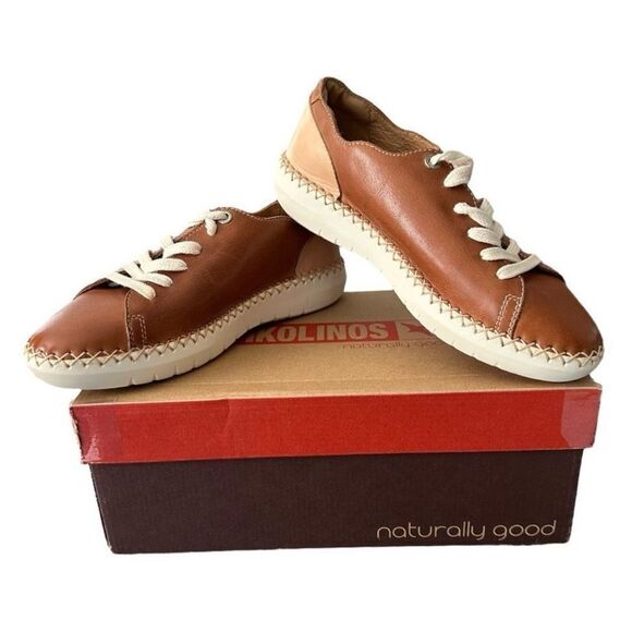 Pikolinos Brown Tan Sneakers with Espadrille Detail